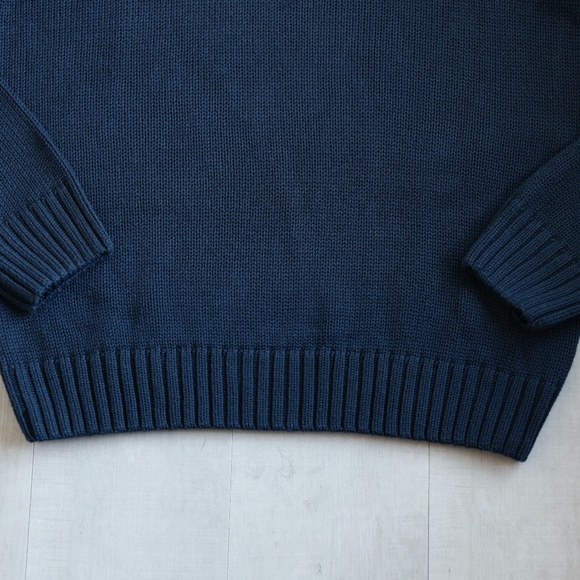 Men's Chaps Mock Turtleneck Pullover Zip Sweater 100 % Cotton Navy Size S/M - Picture 6 of 6